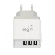 Carregador de Parede Universal ELG WC124A 2 Saídas USB, 2x 1A e 1x 2.4A, Branco - Forcetech