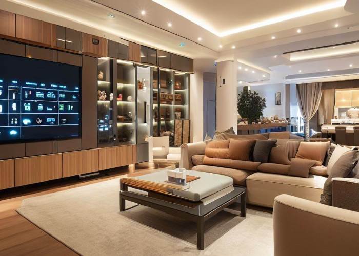 Ambiente de automação residencial com sala de estar