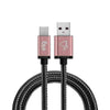 Cabo ELG USB Tipo-C 1 Metro Tecido Natural Preto e Rosa - SKNC10BK - Forcetech