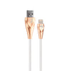 Cabo ELG Lightning AL810WH com Conectores em Alumínio, 1 Metro,  2.4A/12W, Branco e Dourado - Forcetech