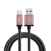 Cabo ELG USB Micro USB SKN510BK, Conector Em Alumínio, Tecido Natural, Sincronização/Recarga, 1 Metro, Preto e Rosa - Forcetech