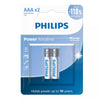 Pilhas AAA Alcalinas Philips LR03P2B/59 1,5V, com 2 Unidades, Até 10 Anos de Duração - Forcetech